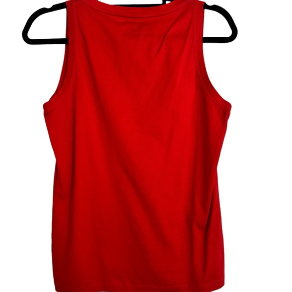YSL YVES SAINT LAURENT RIVE GAUCHE LOGO TANK RED & GOLD SIZE M - Picture 3 of 9